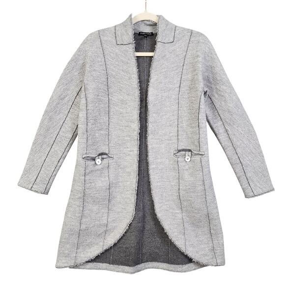 Eileen Fisher Womens Merino Wool Open Front Cardigan Size Small Gray Thick Warm - Picture 1 of 11